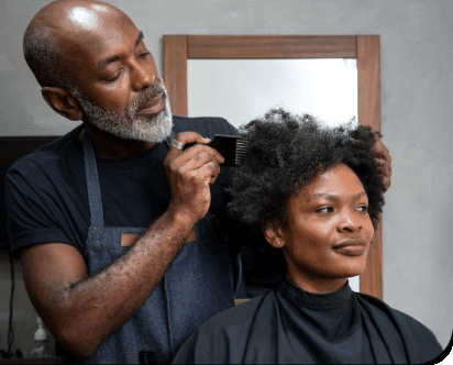 Stylist working with a client